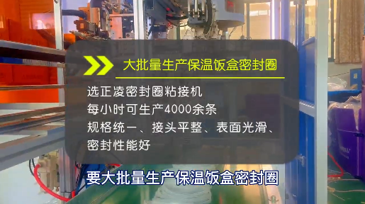 「視頻」大批量生產(chǎn)保溫飯盒密封圈，選正凌密封圈粘接機(jī)！